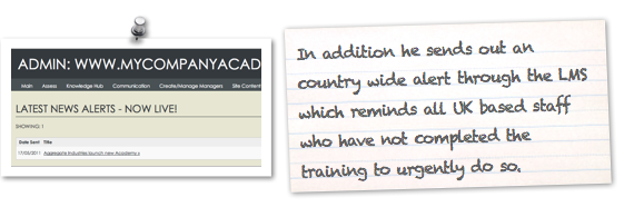 Latest news can be sent out from Administrators to all staff on the platform.
