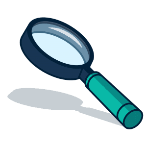 A magnifying glass being used to scrutinise.