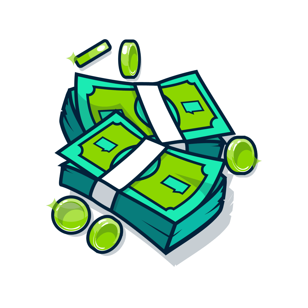 A huge pile of cash