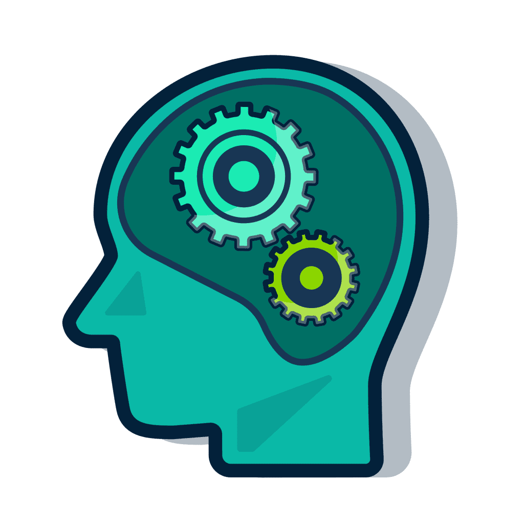A head with cogs turning inside