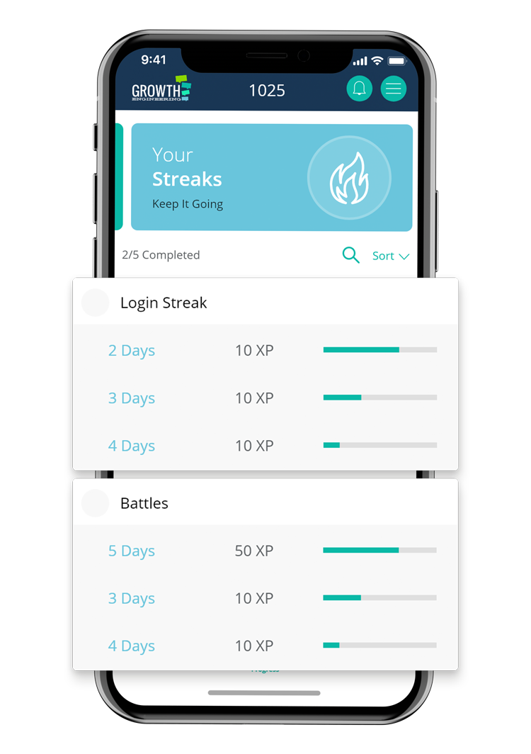 game mechanic: streaks display