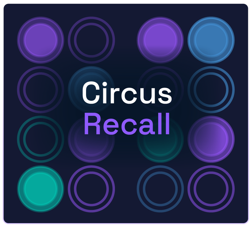 Circus Recall game template — circus-themed memory recall game