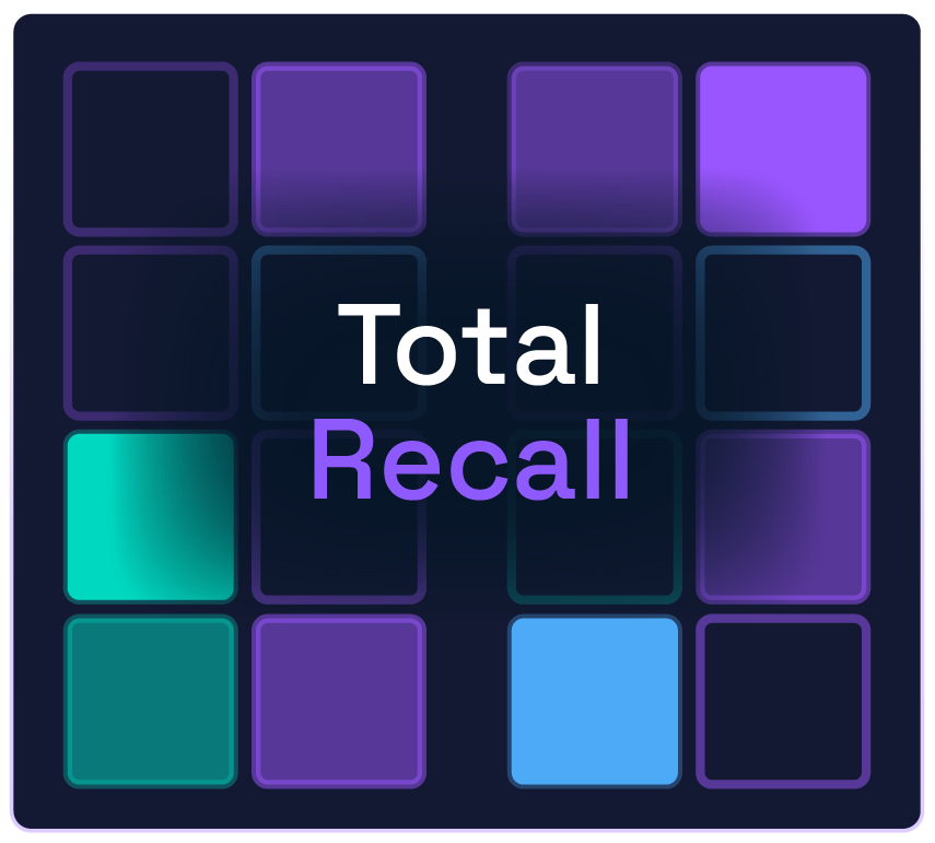 Total Recall game template — a memory card matching game with coloured tiles