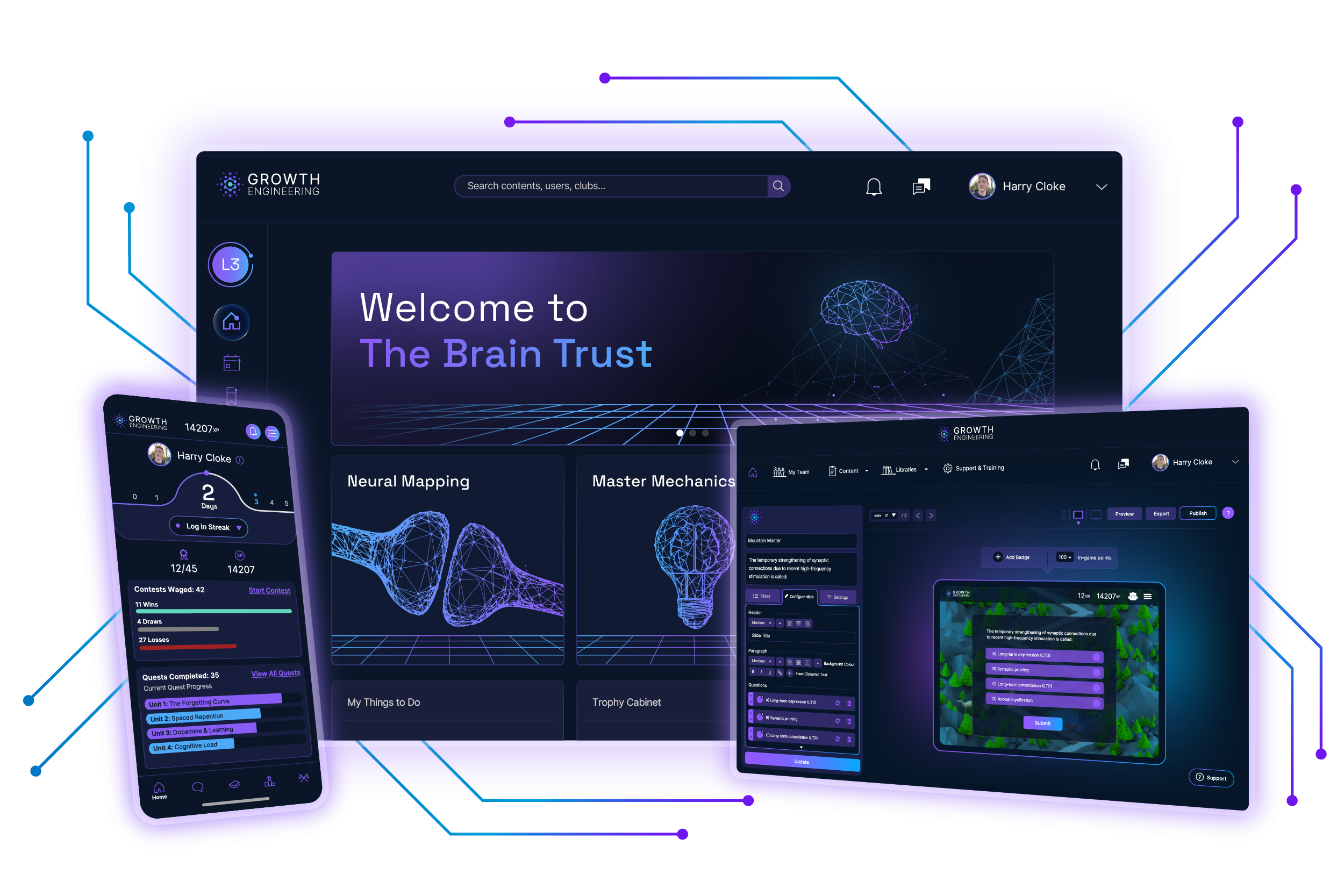 The Impact Suite — LMS, Learning App, and Authoring Tool displayed together