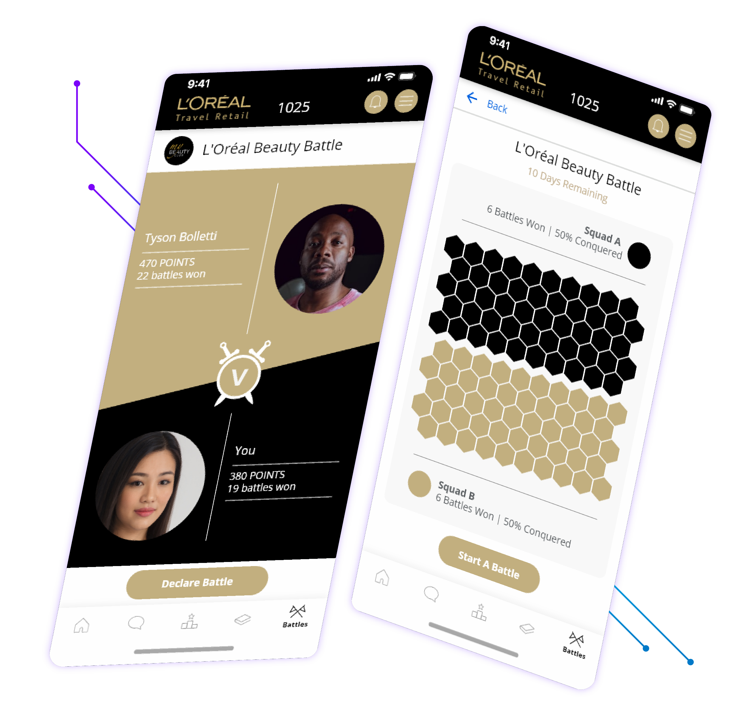 L'Oréal My Beauty Club app Battles functionality