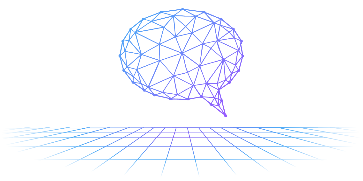 Neural network speech bubble illustration representing connected communication