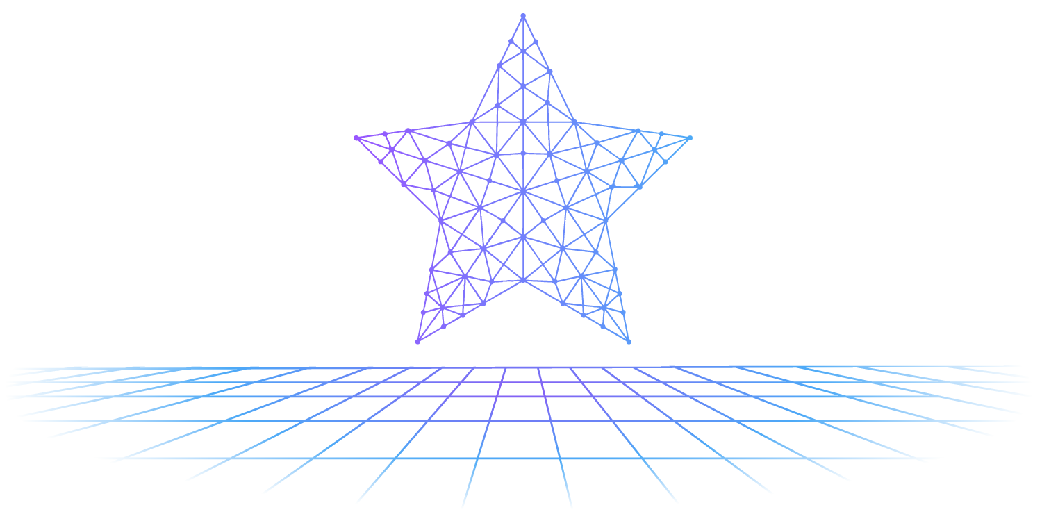Neural network illustration shaped like a glowing star, representing customer success