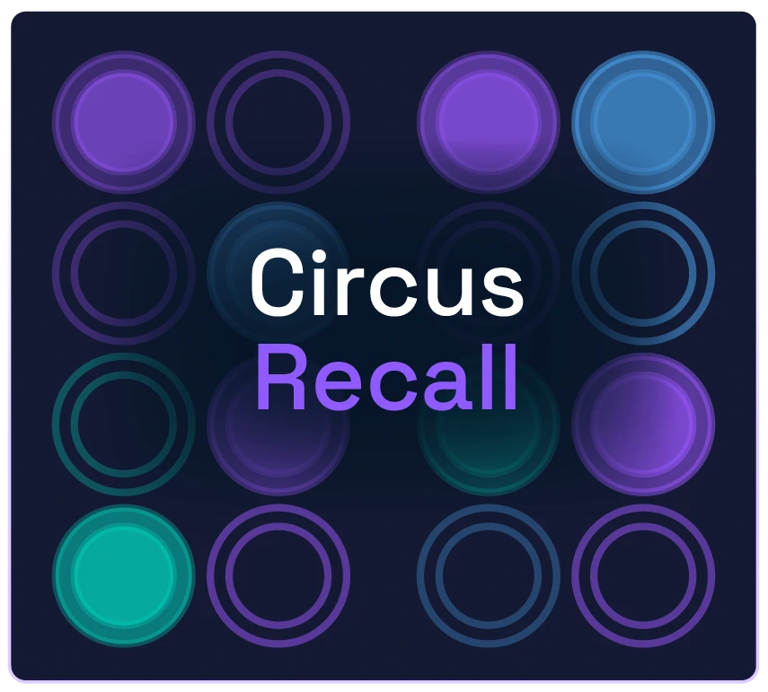 Circus Recall game template — circus-themed memory recall game