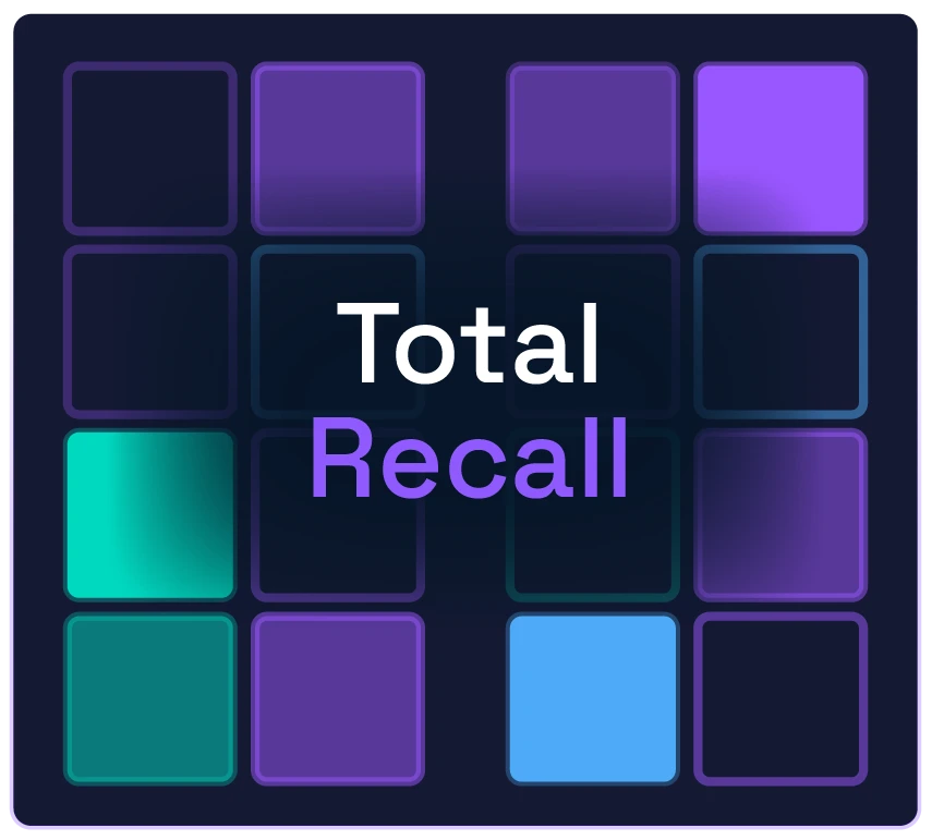 Total Recall game template — a memory card matching game with coloured tiles