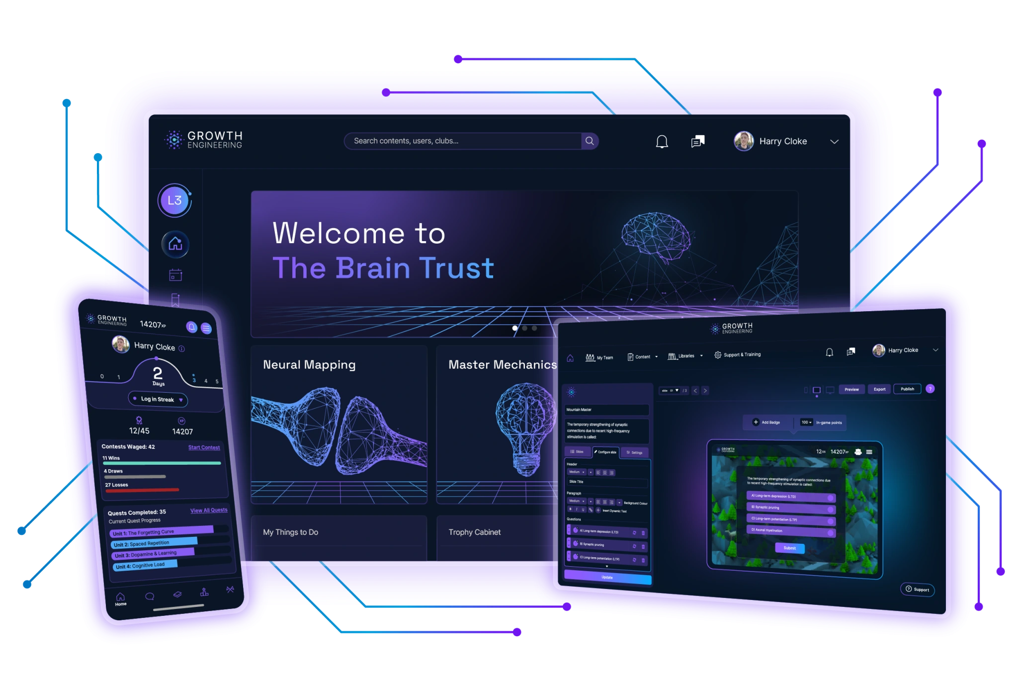 The Impact Suite — LMS, Learning App, and Authoring Tool displayed together