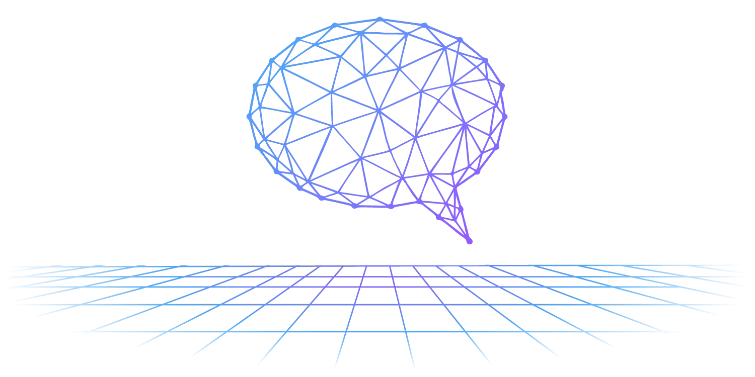 Neural network speech bubble illustration representing connected communication