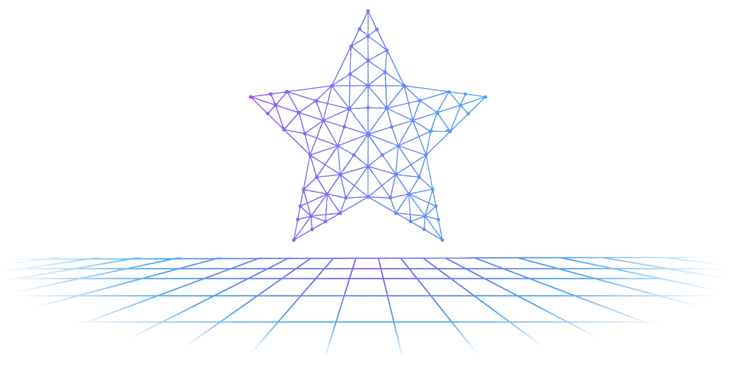 Neural network illustration shaped like a glowing star, representing customer success