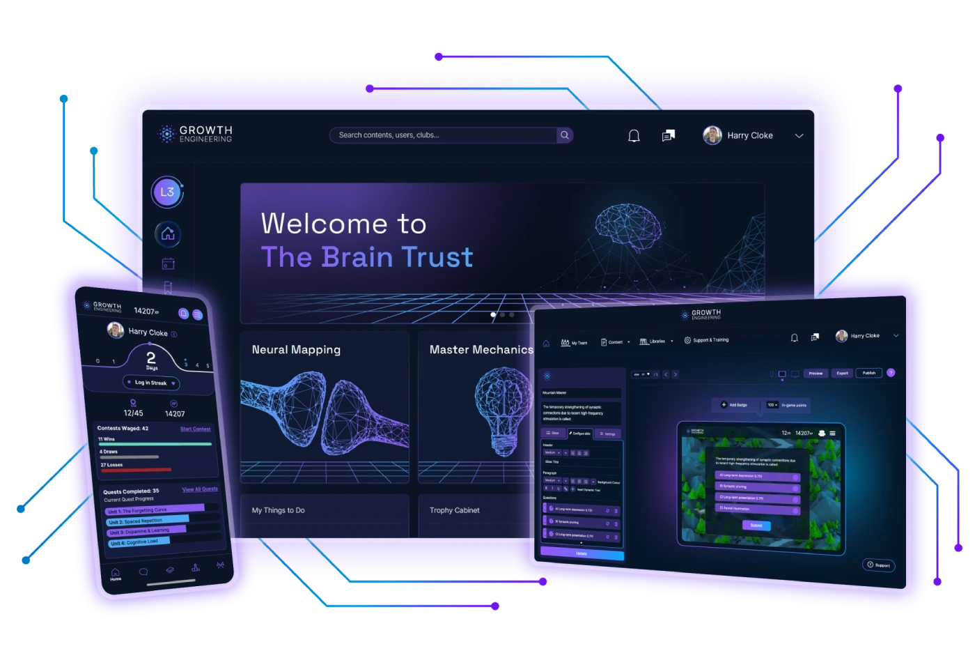 The Impact Suite — LMS, Learning App, and Authoring Tool displayed together